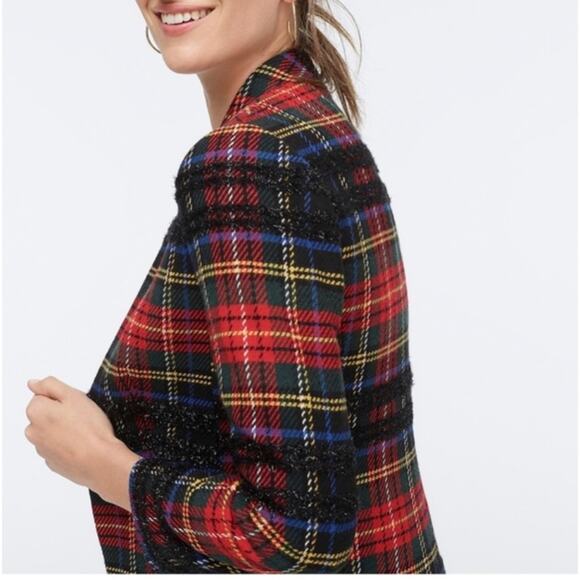 J. Crew Tartan Festive Stewart Wool Blend Red Going Out Blazer size 0 - Picture 3 of 9